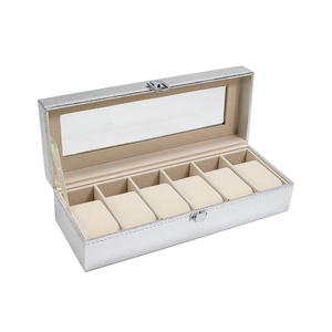 กล่องเก็บนาฬิกาหนังสีเงินกันฝุ่น, กล่องใส่นาฬิกาหลายช่องความจุขนาดใหญ่ - Product Image 2