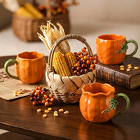 Mug à café en céramique sur le thème de l'automne nord-américain, motif citrouille, pour moka, petit-déjeuner, lait, flocons d'avoine, vaisselle de maison
