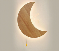 Lampe murale LED moderne en bois en forme de lune, lumière réglable 3000K-6000K pour la décoration intérieure de chambre d'enfant et de chevet