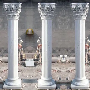 Pillars Factory Handmade Landscape Outdoor Natural Beige Marble Column Pillars For Garden Dec