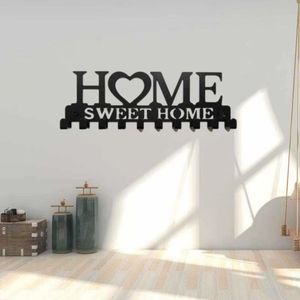 Home Sweet Home <b>Wall</b> <b>Hooks</b> Key <b>Rack</b> Novelty Storage Organizer Rectangle Shape <b>Wall</b> Mounted Type - Product Image 3