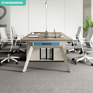 Bureau informatique moderne en panneau mélaminé, design modulaire pour bureaux de 2/4/6 personnes, résistant à l'eau, anti-rayures, tiroirs à dossiers - Product Image 3