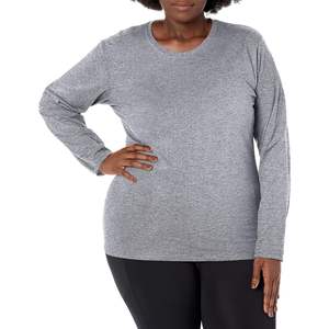 T-shirt de sport essentiel pour femmes, à manches longues, coupe-vent et respirant, imprimé, vêtements de sport avec matière en élasthanne - Product Image 1