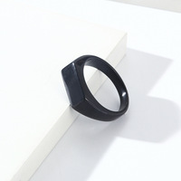 Edelstahl Rechteckiger Siegelring für Männer und Frauen Minimalistischer Blanko Flacher Ring Punk Hip Hop Biker Schmuck
