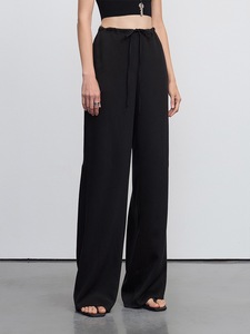 <span class=keywords><strong>Pantaloni</strong></span> Larghi da Donna OEM in Misto <span class=keywords><strong>Lino</strong></span> Traspirante, <span class=keywords><strong>Grigio</strong></span> e Nero, con Elastico in Vita e Coulisse, Gamba Dritta e Larga, per Ufficio e Casual - Product Image 6