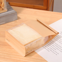 Sac à fond plat en papier kraft enduit de PE, avec fermeture à manchette et fenêtre transparente, résistant à l'huile et à l'humidité, qualité alimentaire, personnalisable