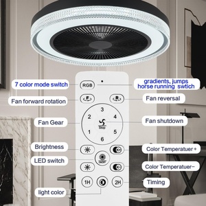 Haut-parleur intelligent nordique RGB à fréquence variable, ventilateur de plafond silencieux intégré avec éclairage et audio pour restaurant et salon - Product Image 4