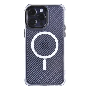 新款奢华风格磁性充电混合防水透明手机外壳适用于iPhone 12 13 14 15手机外壳