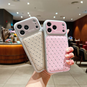 เคสโทรศัพท์แบบกระจกกล้อง Original puffer Convertible สำหรับ iPhone 17 16 15 Pro Max  วัสดุหนัง  ขอบเลนส์เพชร ป้องกันแรงกระแทก - Product Image 3