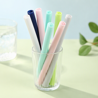 Pailles en silicone pliables et écologiques en gros avec étui et accessoires de nettoyage pour bar