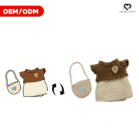 Petite poupée ours en peluche tricotée, vêtements de poupée, logo imprimé, cadeau de vacances, accessoires de sac de poupée