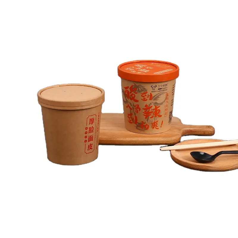 Fábrica personalizada impressão marca compostable takeaway barril copo de papel com papel tampa azedo e picante barril em pó