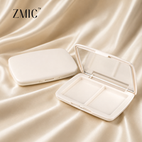Palette de fards à paupières 2 compartiments blanc nacré, étui vide en plastique avec miroir pour fards à paupières, blush et anticernes