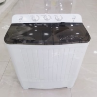 Machine à laver à double cuve à commande manuelle avec panneau en anglais, chargement par le haut, pulsateur