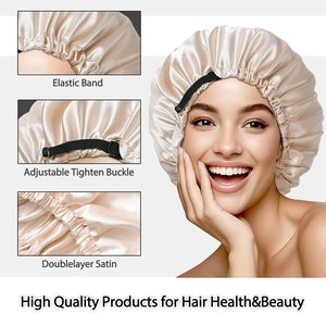 <span class=keywords><strong>Bonnet</strong></span> en soie réglable avec étiquette personnalisée <span class=keywords><strong>Bonnet</strong></span> en satin double couche <span class=keywords><strong>Bonnet</strong></span> pour <span class=keywords><strong>cheveux</strong></span> pour dormir pour les femmes chapeaux <span class=keywords><strong>cheveux</strong></span> naturels <span class=keywords><strong>bouclés</strong></span> - Product Image 5