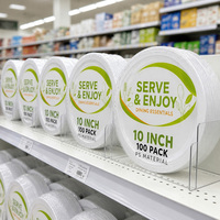 Assiettes en papier jetables personnalisables avec logo imprimé, de bonne qualité, pour gâteaux et aliments, usage professionnel, plateau blanc en PS