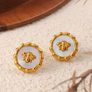 Heart Shape Round <b>Earrings</b> Necklace Set Stainless Steel 18K Gold Plated Women's Fashion Jewelry Gift - Product Image 2