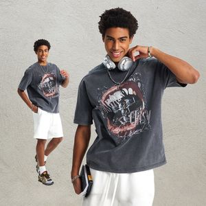 เสื้อยืดผู้ชายแขนสั้นผ้าฝ้าย100% พิมพ์ลายขี้ผึ้งไม่เหมือนใคร - Product Image 1