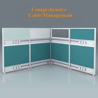 Station de travail de centre d'appels moderne en gros, 7 places, cloison de bureau en verre, modulaire, convertible, extensible, bureau de bureau