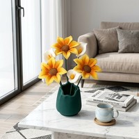 Vase en céramique fait main de 30 cm pour arrangement floral, marguerite verte mate, fleur éternelle, décoration de bureau personnalisée OEM, luxueuse pour anniversaire