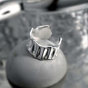 Dylam Metallic Style Fashion 925 <b>Sterling</b> <b>Silver</b> Jewelry <b>Adjustable</b> Wedding Women Folds Irregular Rhodium Plated <b>Ring</b> - Product Image 5
