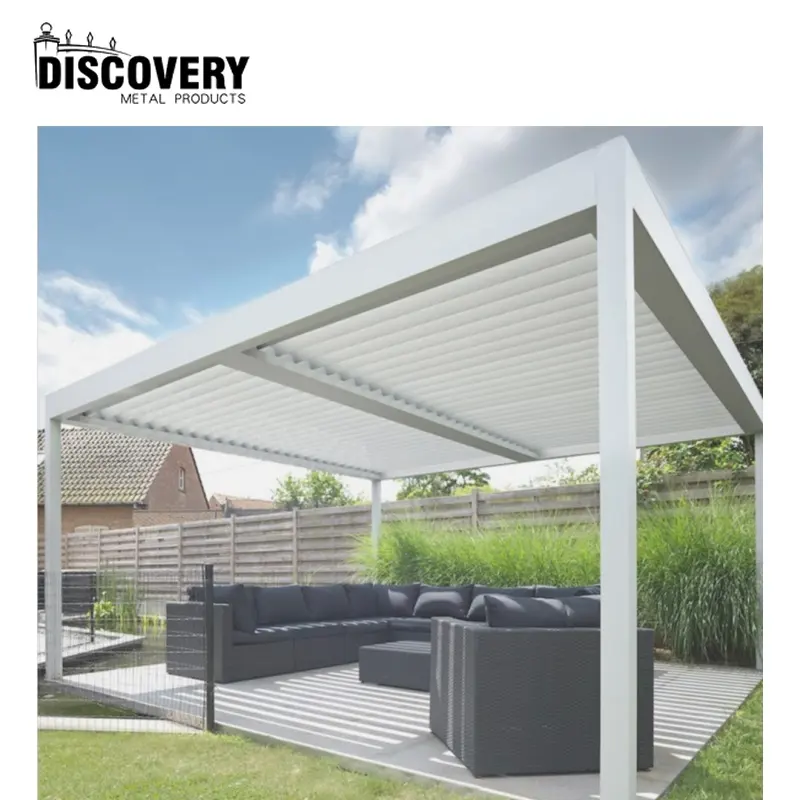 Outdoor Garden Canopy Patio Waterproof Panel Slats Motorized Gazebo Bioclimatic Louvered Aluminum Pergola For Window
