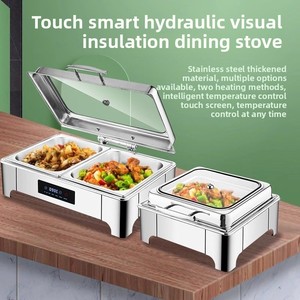 KUNTAI – Ensemble de chauffe-plats électrique de luxe 9L en acier inoxydable, <span class=keywords><strong>design</strong></span> rectangulaire doré, mode économie d'énergie, <span class=keywords><strong>chauffage</strong></span> à l'alcool pour hôtels - Product Image 3