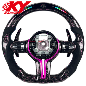 Volante deportivo personalizado de fibra de carbono forjada rosa con LED y indicador de RPM para BMW F10 F30 F15 F20 F22 F33 F45 F80 F90 M3 M5 X3 X5 - Product Image 1