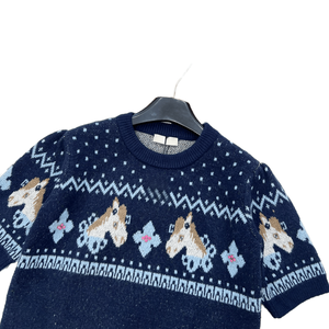 Round Neck Short Sleeve <b>Knit</b> Sweater with <b>Animal</b> Jacquard <b>Pattern</b> <b>for</b> Casual Wear mius - Product Image 5