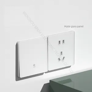 Modern White UK standard AG tempered glass panel wall power socket 13A 16A 250V