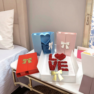 Caja rectangular de flores de doble puerta Ammy LOVE PARA EL Día de San Valentín, regalo de flores de boda, caja de embalaje de flores rosas eternas - Product Image 4