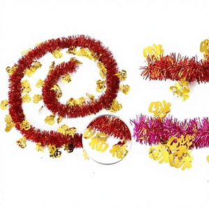 Factory Wholesale New Year's Day Spring Festival Shopping Mall Home Decoration Lucky Words Color Strip Plastic Fu Decorations