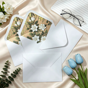 Enveloppes personnalisées imprimées avec motif floral, enveloppes en papier blanc avec doublure florale intérieure pour invitation de mariage ou carte de vœux - Product Image 2