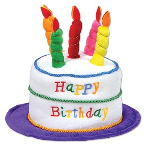 Jouet en peluche pour enfants, créatif et coloré, cadeau d'<span class=keywords><strong>anniversaire</strong></span> pour enfants, personnalisé, chapeau en peluche souple avec gâteau et bougies - Product Image 1