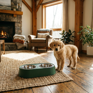 Bol double pour animaux de compagnie en acier inoxydable avec base antidérapante, nourrisseur pour chat et chien en métal SUS304, facile à nettoyer, bol double pour animaux de compagnie en acier inoxydable - Product Image 5