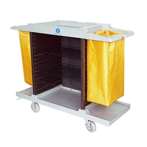 Nuevo material <span class=keywords><strong>de</strong></span> PP multiusos comercial, fuerte y duradero, fácil <span class=keywords><strong>de</strong></span> limpiar, <span class=keywords><strong>Serie</strong></span> <span class=keywords><strong>de</strong></span> carros <span class=keywords><strong>de</strong></span> limpieza, carro grande <span class=keywords><strong>de</strong></span> servicio a la habitación con puerta - Product Image 2
