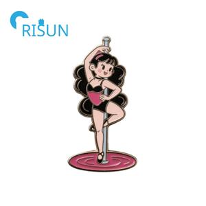 Fabricación Hot Girls Sexy Dancing Pin Custom Pole Dance Dancer Esmalte Joyería Pin de solapa Broche Personalizar Pole Dancing Pin Badge - Product Image 2