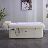Table de massage multifonctionnelle moderne en acier inoxydable pour cils, table de beauté électrique avec lumière d'ambiance LED pour salon et salon de beauté