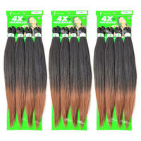 Perruque synthétique tressée Afro Yaki de 400g, 60 pouces, pré-étirée, extensions de cheveux faciles à tresser, mèches de cheveux raides naturels
