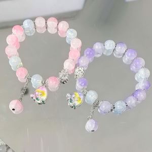 Pulsera de Cuentas de Cristal Glaseado, Joyería Dulce para Mujer, Pulsera de Mariposa y Flor, Pulsera de Cuentas de Cristal Agrietado con Diseño de Palomitas de Maíz de Fantasía - Product Image 1