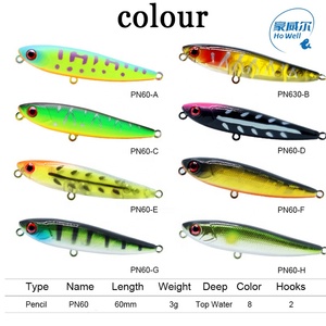 Leurre de pêche artificiel flottant Topwater Stickbait Pencil 60mm 3g OEM ODM avec hameçon triple - Product Image 2