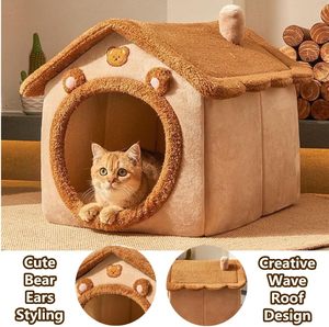 High Quality <b>Plush</b> Solid Modern Pet Bed Small Dog Kennel Detachable Washable Warm Winter <b>Cat</b> House Dog Villa - Product Image 3