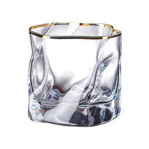 Hot Sales Crystal Luxury Japanese Twist Whiskey Glasses Crystal Clear Whisky Wine Glasses