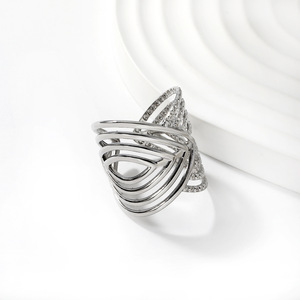 Anillo Abierto Geométrico Hueco Plateado y Dorado, Joyería de Moda Unisex para Fiesta RI178407S RI178407G - Product Image 4