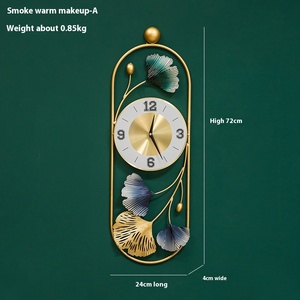 Pendentif de montre de feuille de Ginkgo en fer <span class=keywords><strong>l</strong></span>éger de style chinois moderne créatif nouvelle maison horloge <span class=keywords><strong>à</strong></span> quartz d'art simple pour le salon en métal - Product Image 6