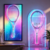Kotak pajangan raket tenis dinding dari akrilik, seni dinding dekoratif, hadiah kenang-kenangan khusus, bingkai pajangan untuk penggemar dan kolektor tenis