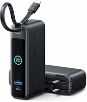 Chargeur portable prêt à être expédié, 10000 mAh, charge rapide 30 W, batterie externe avec câble USB-C intégré et prise AC pliable, essentiels de voyage