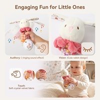 Jouet hochet en peluche pour bébé, lapin doux, hochet à billes en plastique transparent, bâtonnet à poignée, cadeau sensoriel auditif pour nourrisson et nouveau-né
