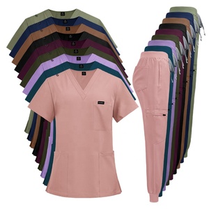 Spandex senza intoppi giorni estivi moderni nuovi colori donne e uomini infermiere Set Jogger antirughe chirurgico uniforme di cura Set di Scrub - Product Image 5