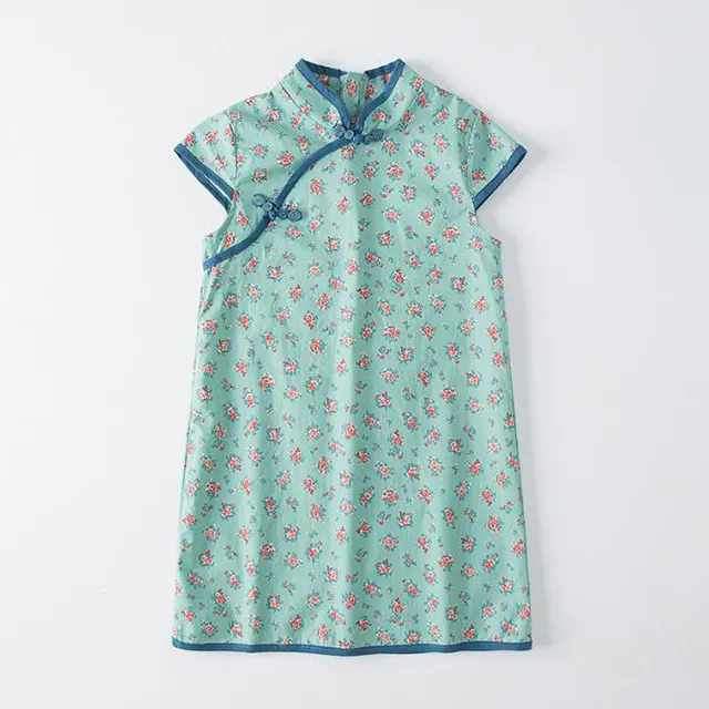 New Chinese Style Girls Floral Cheongsam Children Dress for Sale